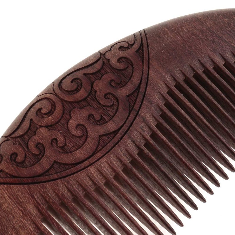 Natural Wood Comb Sandalwood Comb 11.5cm Half Round Dark Brown