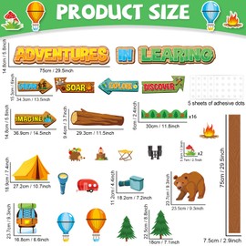 Camping Bulletin Board Classroom Decoration Colorful Camping Adventure Signpost Bulletin Board Set Supplies Camper Camping Tent Forest Cutouts Decoration for Summer Back to School Wall Door Decor