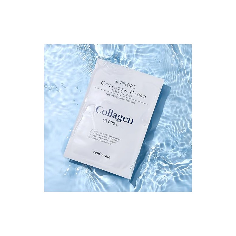 WELLDERMA Sapphire Colágeno Hydro Essential Mascarilla 10 Hojas Calmante Piel