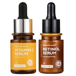 Retinol Anti Aging Serum And Vitamin C Serum Set,Wake up your skin with Vitamin C Serum for Morning, Moisturises Tightens Softens Fights Wrinkles With Retinol Serum for Night