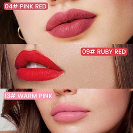 3Pcs Longwear Liquid Lip Liner Stain Pen Set Long Lasting Waterproof, Pink Ruby Red Warm Pink Matte Semi Permanent 24 Hour Lip Liner and Lipstick Combo, Color Stay Lipliner All Day Lip Stains peel off