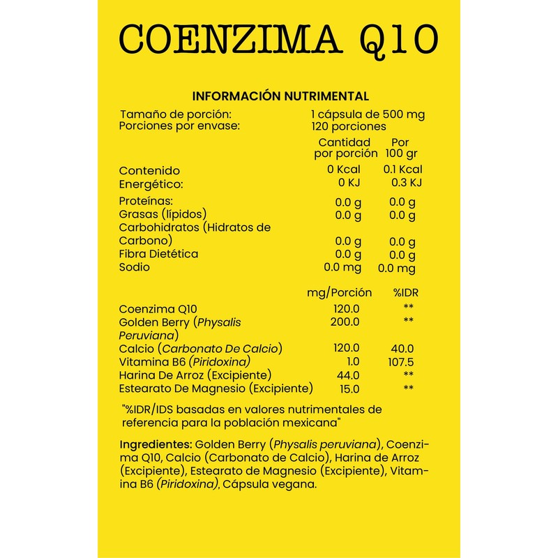 Coenzima Q10 de Joycare Juliana, Suplemento Alimenticio, 120 Cápsulas, 500
