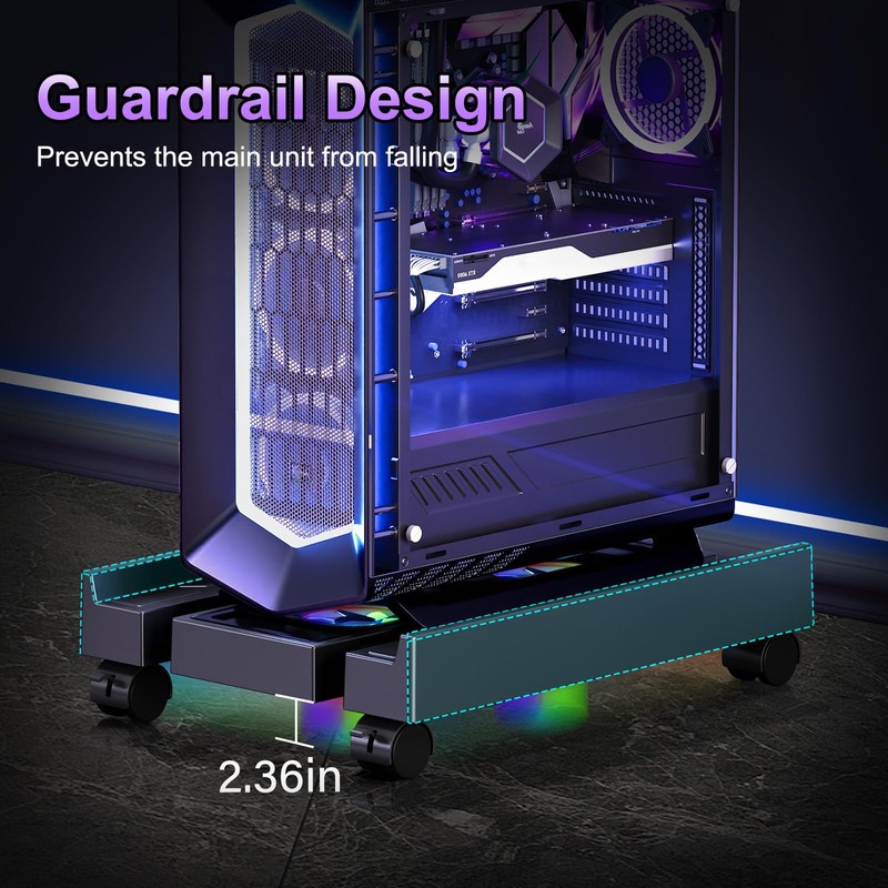 Hovadova Computer Tower Stand with Dual Cooling Fans, Fits Most