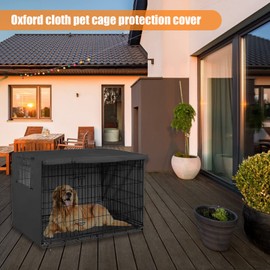 Dog Cage Cover, Cover for Dog Cages, Durable, Waterproof, Windproof Dog Crate Cover with Double Door, for Indoor and Outdoor Use (Grey L)