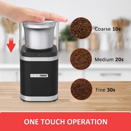 KITCHENTREND Coffee Bean Grinder Electric, Espresso Grinder for Home Use with Removable Stainless Steel Bowl, 12-Cups Coffee Bean Capacity w/Cleaning Brush (Black)