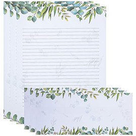 72 Pack Leaf Theme Paper Stationery Set 36 Pcs Greenery Letterhead Paper with 36 Pcs Matching Envelope Leaves Lined Paper for Letter Elegant Letter Paper (8.5 x 11 Inch, 9.5 x 4.13 Inch)