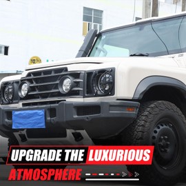 Tumukiw 2 PCS Aluminum Alloy Car Headlight Cover Compatible with Ineos Grenadier 2020-2024 Headlight Grill Guards Cover Trim Accessories (Aluminum Alloy)