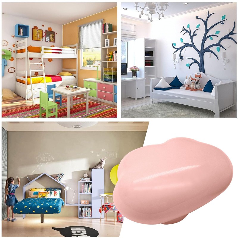 Qjaiune 6pcs Ceramic Cabinet Knobs Pink Drawer Knobs, Cloud Shaped