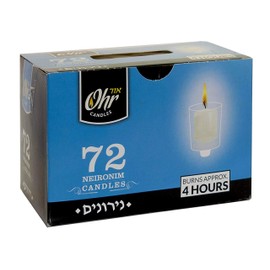 OHR CANDLES Ohr 4 Hour Neironim Candles, Shabbat and Small Votive Wax Candle, 72 Count