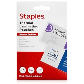 STAPLES Thermal Laminating Pouches, Business Card Size, 5 Mil, 25/Pack