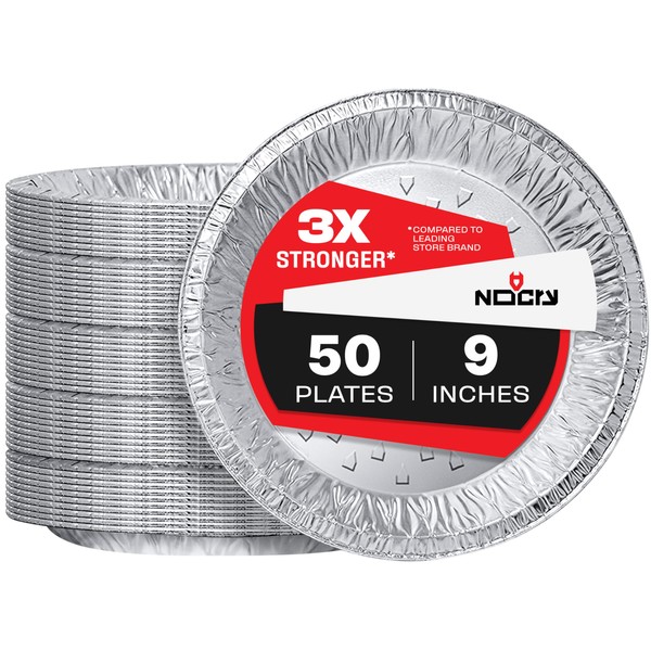 NoCry Premium Disposable Pie Pans (50 Pack) - Foil Aluminum Pie Pans 9 Inch or Disposable Pie Tins for Baking Delicious Pies or Crispy Pie Crusts
