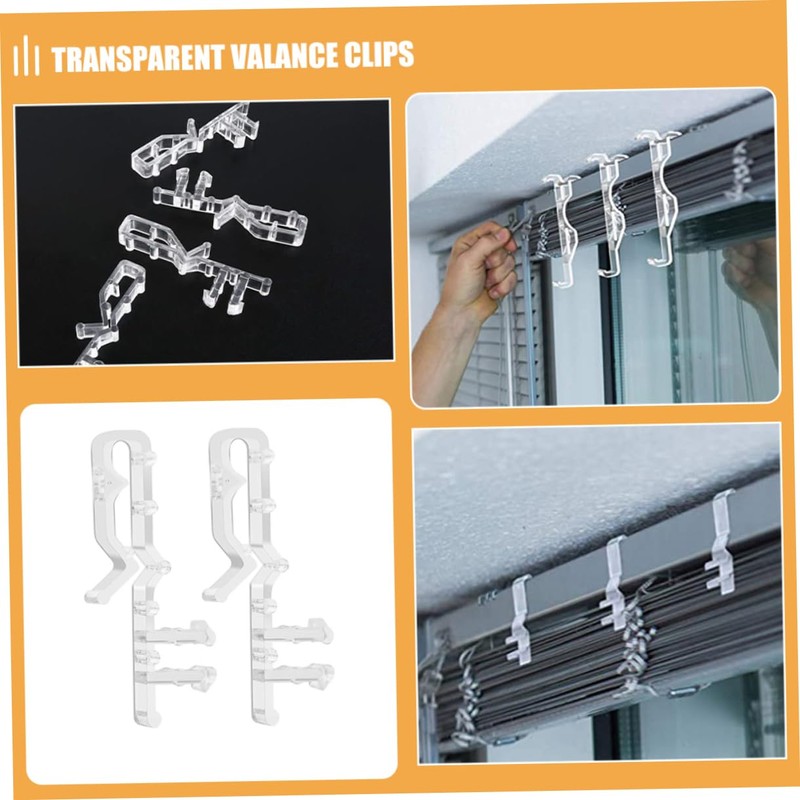 WHAMVOX 12pcs Transparent Curtain Tiebacks Clips for Window Blinds Angle