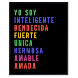 Decoracion Para Mujer y Ninos - Decoracion Para Sala - Afirmaciones Positivas - Spanish Classroom Decor - Decoracion de Pared- Inspirational positive Quotes, Kids, Women - Mexican Wall Art, Regalos