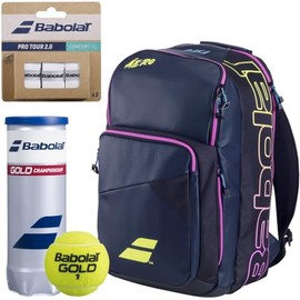 Babolat Pure Aero Rafa Backpack (Navy/Yellow/Pink) with Optional Accessories