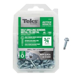 Teks 21312 Screw, 8 Thread, 3/4 in L, Coarse Thread, Hex Drive, Self-Drilling, Self-Tapping Point, Steel, Zinc, 180 PK - pack of 180
