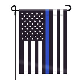 HOOSUN Double Sided Thin Blue Line American Police Garden Flag, USA United States Decorative Garden Flags - Weather Resistant & Double Sided - 12.5 x 18 Inch