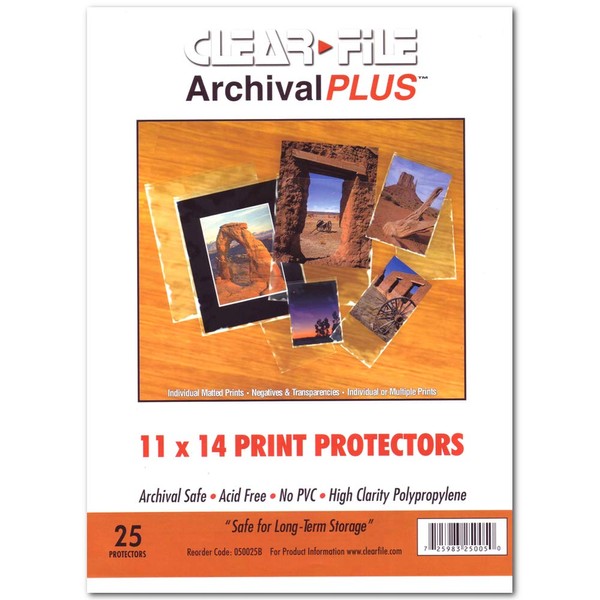 Clear File Archival Plus Print Bags 11x14, 25 Pack, Polypropylene,