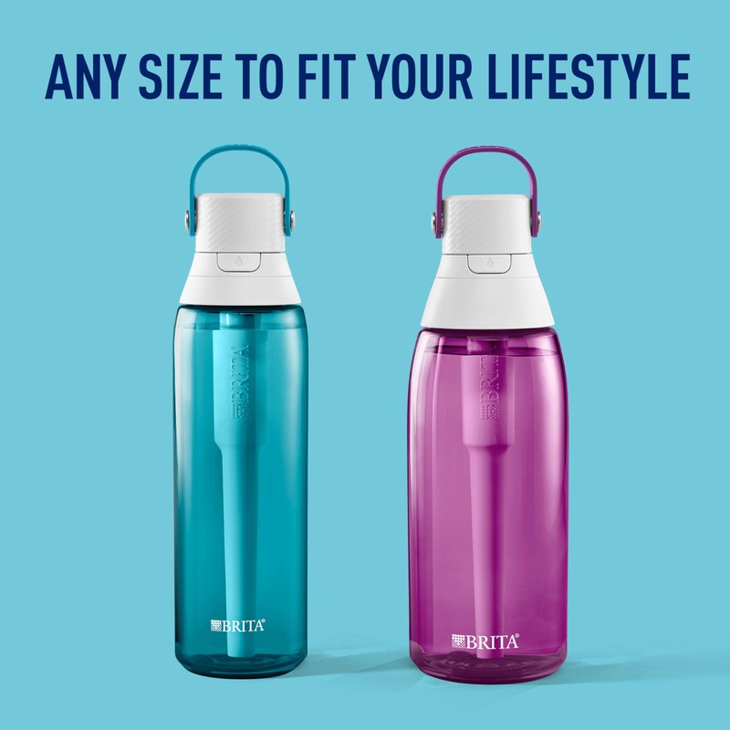 Brita Hard-Sided Plastic Premium Filtering Water Bottle, BPA-Free, Reusable, Replaces