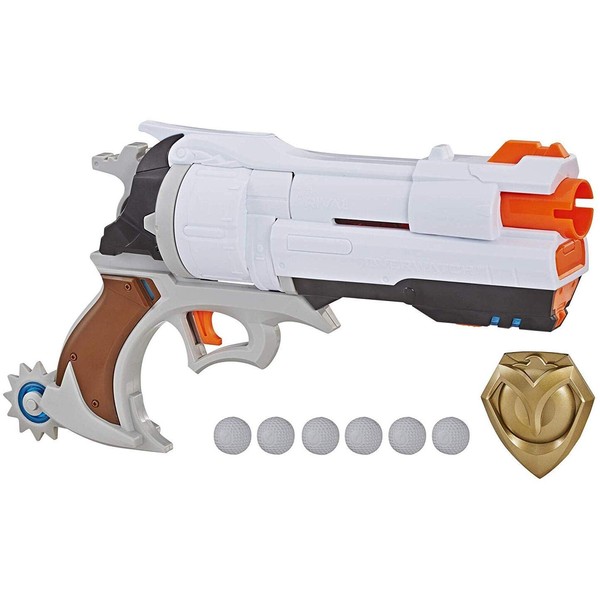 NERF Overwatch McCree Rival Blaster with Die Cast Badge & 6 Overwatch Rival Rounds