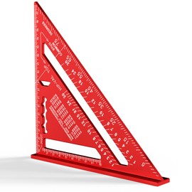 Newaner 180 mm Carpenter's Square, Metric Triangle Ruler Made of Aluminium, 90 Degree Thickened Triangle Protractor, High Precision Carpenter's Angle for Carpenter, Roofer, Engineer (Red)