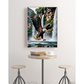 askkqtx Eagle Diamond Art Kits for Adults, Waterfall Diamond Painting Kits for Beginners, DIY 5D Full Drill Crystal Rhinestone Gem Art Craft Home Decor 12x16 Inch