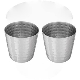 TrueCraftware- 13 oz. Stainless Steel French Fry Cup Hammered Finish Set of 2- French Fry Holder Stainless Steel Fry Cup Appetizer Cups For Serving Chips Onion Rings Tater Tots or Vegetables