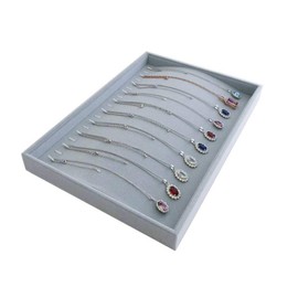 Velvet Grey Jewelry Trays Premium Grade Drawer Insert Divider Stackable Organizer Necklace Watch Bracelet Display (necklace tray)