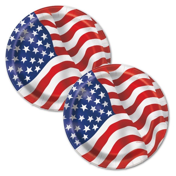 USA American Flag Party Plates x16 (2 packs of 8)