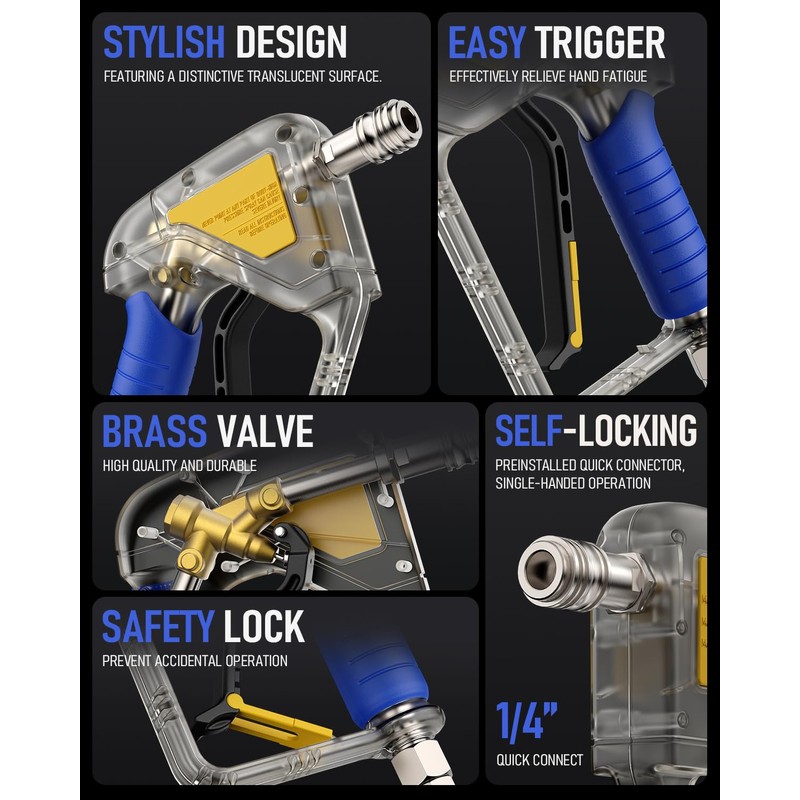 XENDYWASHER Short Swivel Pressure Washer Gun Pro, Stubby Pressure Washer