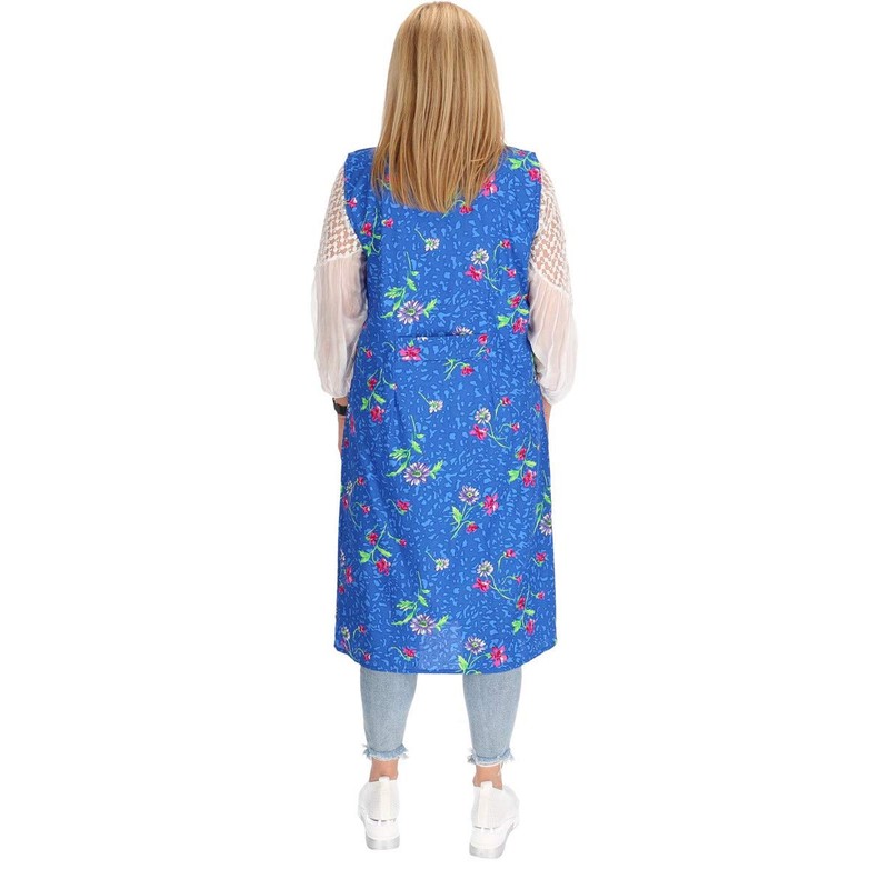 Zip Gown Zip House Dress Cotton Apron Cooking Apron, blue