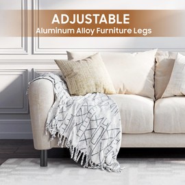 MixDora 4Pcs Adjustable Furniture Legs Black Metal Sofa feet Aluminum Alloy Couch Legs Wardrobe Foot Bed Feet Furniture Replacement Legs