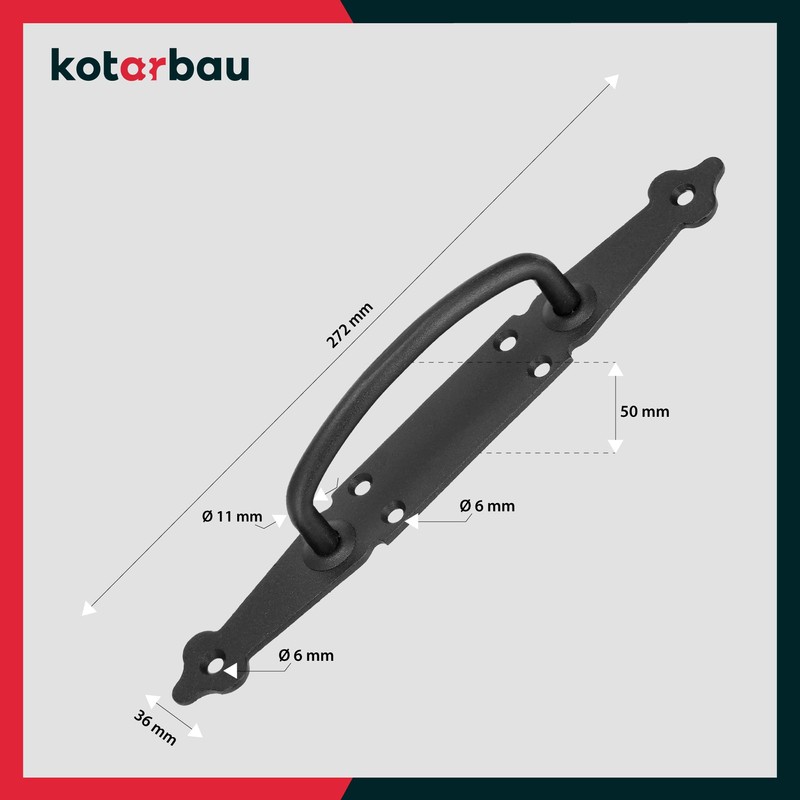 KOTARBAU® Door Handle 270 mm Wrought Iron Door Handle Black