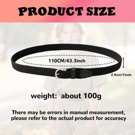 kwinfei Kids Elastic Black Belt for Boys and Girls,Stretch No Hole Mesh Weave Belt for Ages 4-12, Comfortable Sports Waistband, Adjustable Elastic Belt for Youth.