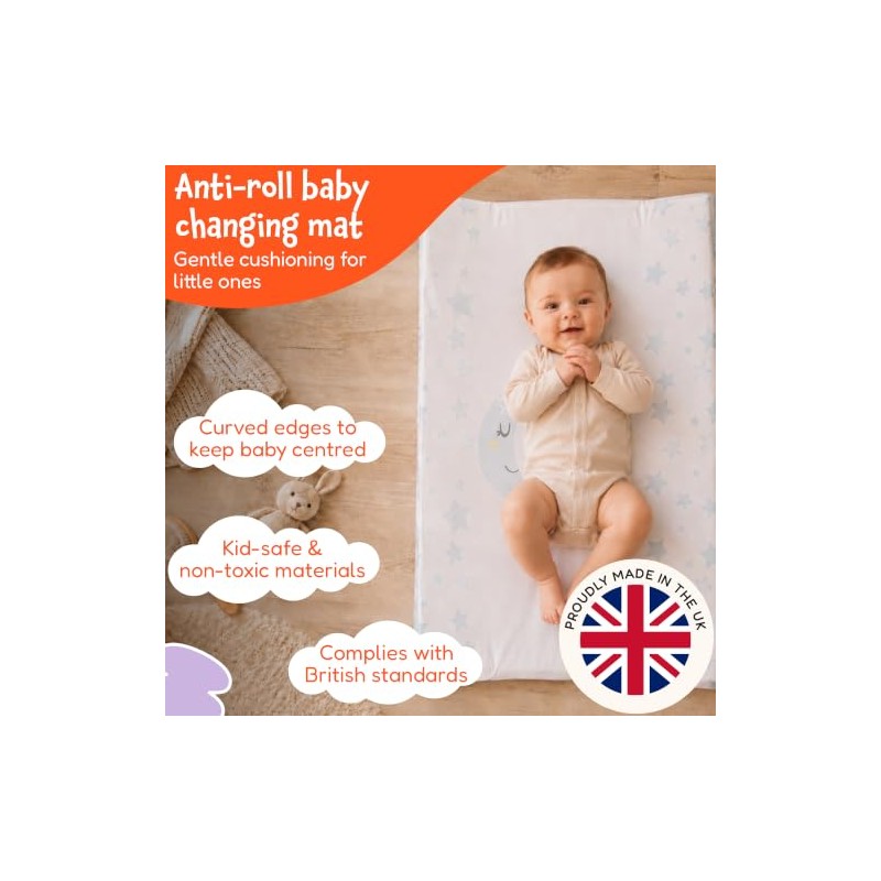Anti-Roll Wedge Baby Changing Mat - Extra Thick & Durable,