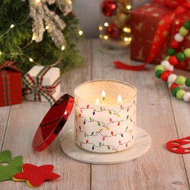 Christmas Candle, Xmas Cookies Scented Candle, Large 3 Wicks, 14 oz String Lights