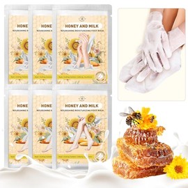 Máscara Hidratante para Manos y Pies, 3 Mascarillas para Pies y 3 para Manos, Cuidado de Manos y Pies Después de la Pedicura, Calcetines Hidratantes p