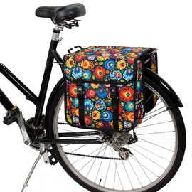 BikyBag Classic CE - Bicycle Double Panniers Bag Fashion Cycle Bike Women's - Men's (Folklore Flowers)