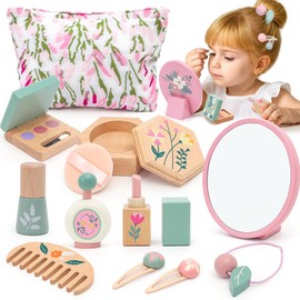 Wooden Makeup Toy Set for Girls Pretend Play Makeup Kit for Toddlers 3-5 Birthday Gifts for Girls Toys Kids Aged 3 4 5 6 7 8