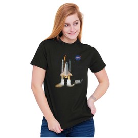 NASA Rocketship Launch Takeoff Graphic T Shirt Men or Women Black