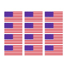 (12 Pack) USA American Flag Vinyl Hard Hat Helmet Decal - Size: 2" X 1" - Hard Hat, Helmet, Windows, Walls, Bumpers, Laptop, Lockers, etc.