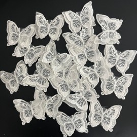 ELLA MAMA 20pcs Pack Butterfly emb lace Trim (Butterfly)，3D Embroider.