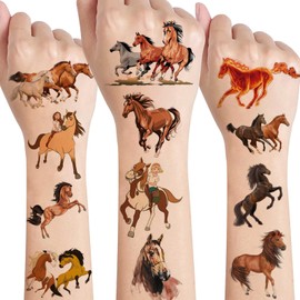 Children's Tattoo, 8 Sheets Horse Tattoos, Girls, Skin-Friendly, Children's Tattoos, Stickers, Party Bags, Children's Birthday Party Favours, Party Decoration, Horses, Girls Gift, Horse Toy