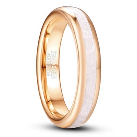 Vakki 4mm Mens Tungsten Carbide Ring Inlaid with Marble for Wedding Engagement Size 7