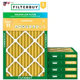 Filterbuy 9.75x23.75x2 Air Filter MERV 11 Allergen Defense (5-Pack), Pleated HVAC AC Furnace Air Filters Replacement (Actual Size: 9.75 x 23.75 x 1.75 Inches)