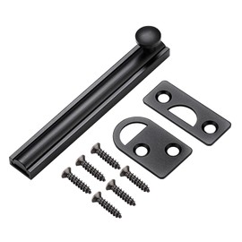 Slide Surface Door Bolt, Heavy Duty Solid Brass Concealed Surface Bolt, Gate Slide Bolt Anti Theft Security Door Latch Lock With Screws, for Windows, Bathroom Security Hardware(Black,size:4 Inch)