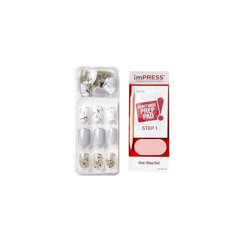 KISS imPRESS Press-On Manicure, Nail Kit, PureFit Technology, Short Press-On