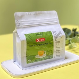XIEJINJI Senna Tangerine Peel Tea Bags, 4.2g x 40 Count (5.9 oz), Pyramid Clear Filter Teabag - Large Tea Bags for Multiple Brews