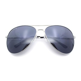 SA106 Airforce Mens Oversize Classic Officer Metal Rim Pilot Sunglasses, Silver / Solid Black, One Size