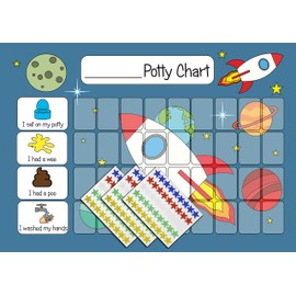 kids2learn Potty Training Reward Chart for Boys Girls Toddlers - Space Themed - Potty & Toilet Twin Pack with 270 Star Reward Stickers