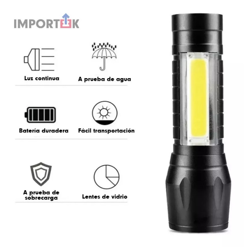 Importeek 5pz Lampara Tactica Militar Recargable Usb Led Linterna